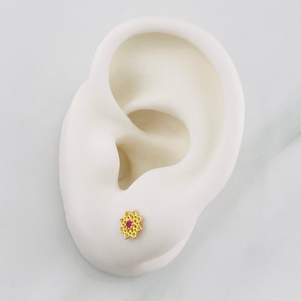 Flower Stud Earrings 0.8g / in / 6.88mm Yellow Gold 18K