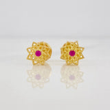 Flower Stud Earrings 0.8g / in / 6.88mm Yellow Gold 18K