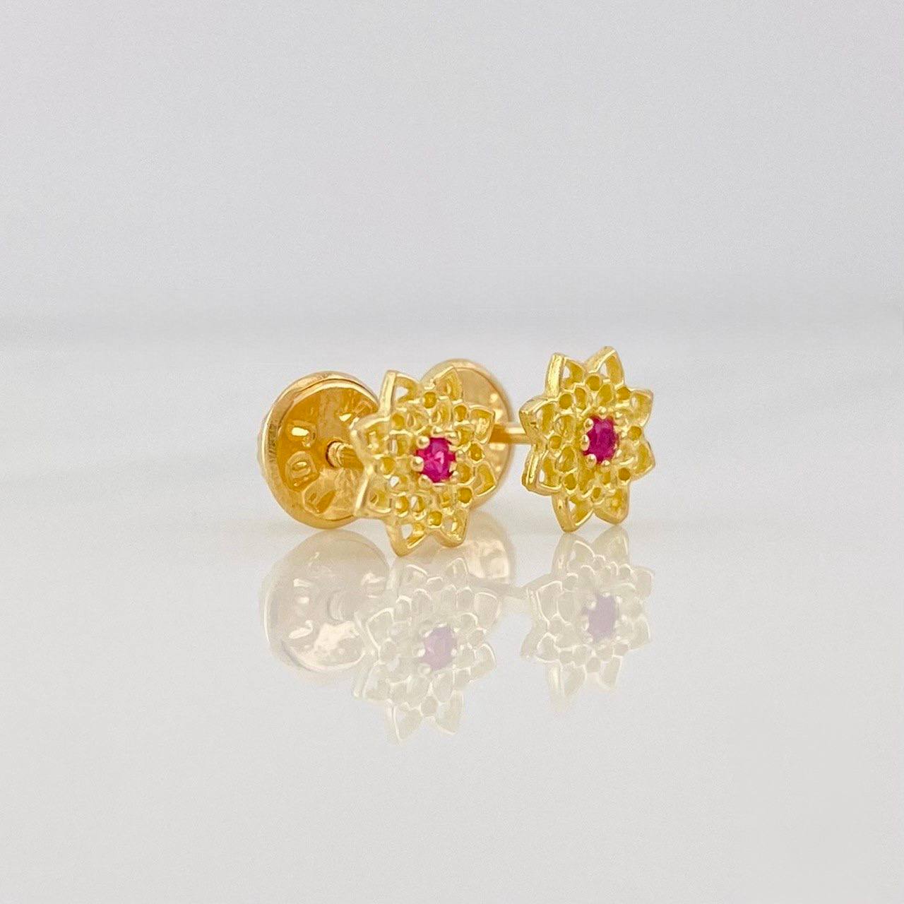 Flower Stud Earrings 0.8g / in / 6.88mm Yellow Gold 18K