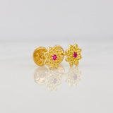 Flower Stud Earrings 0.8g / in / 6.88mm Yellow Gold 18K