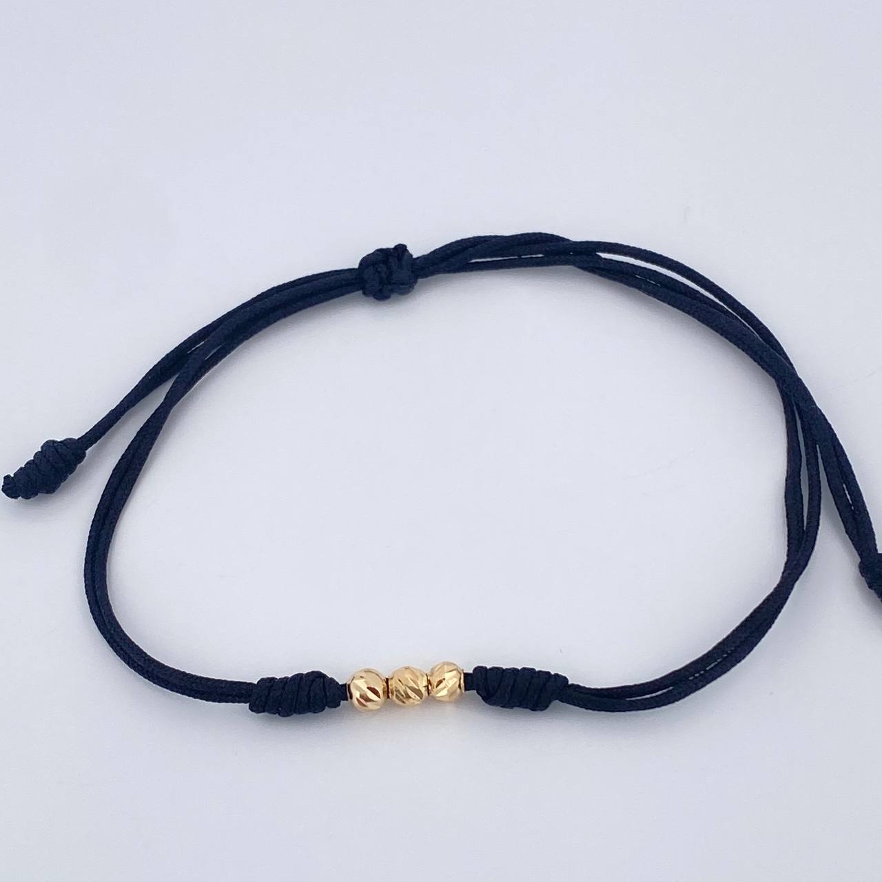 Pulsera Tejida Negra 0.15gr / 3mm Oro Amarillo 18K %