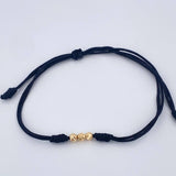 Pulsera Tejida Negra 0.15gr / 3mm Oro Amarillo 18K %
