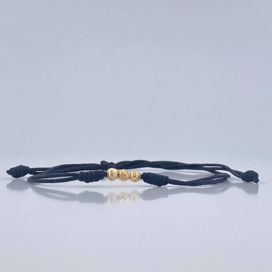 Pulsera Tejida Negra 0.15gr / 3mm Oro Amarillo 18K %