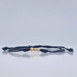 Pulsera Tejida Negra 0.15gr / 3mm Oro Amarillo 18K %