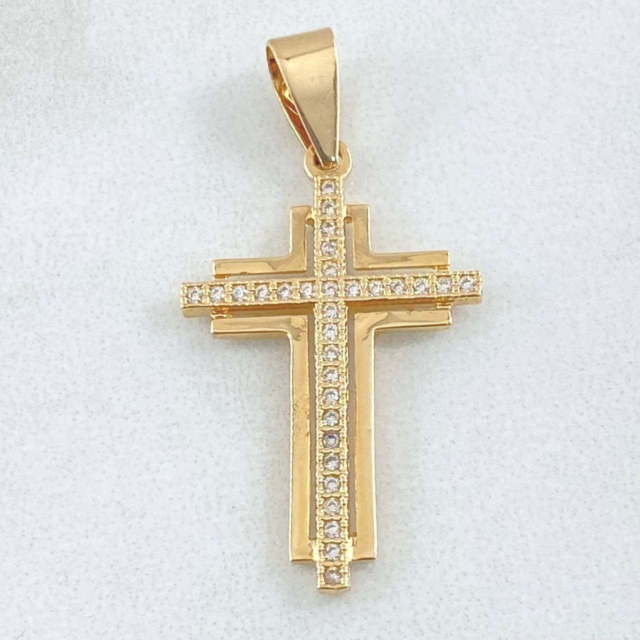 Latin Overlapping Cross Pendant 2.1gr / 3.5cm / 1.4in / 18K Gold