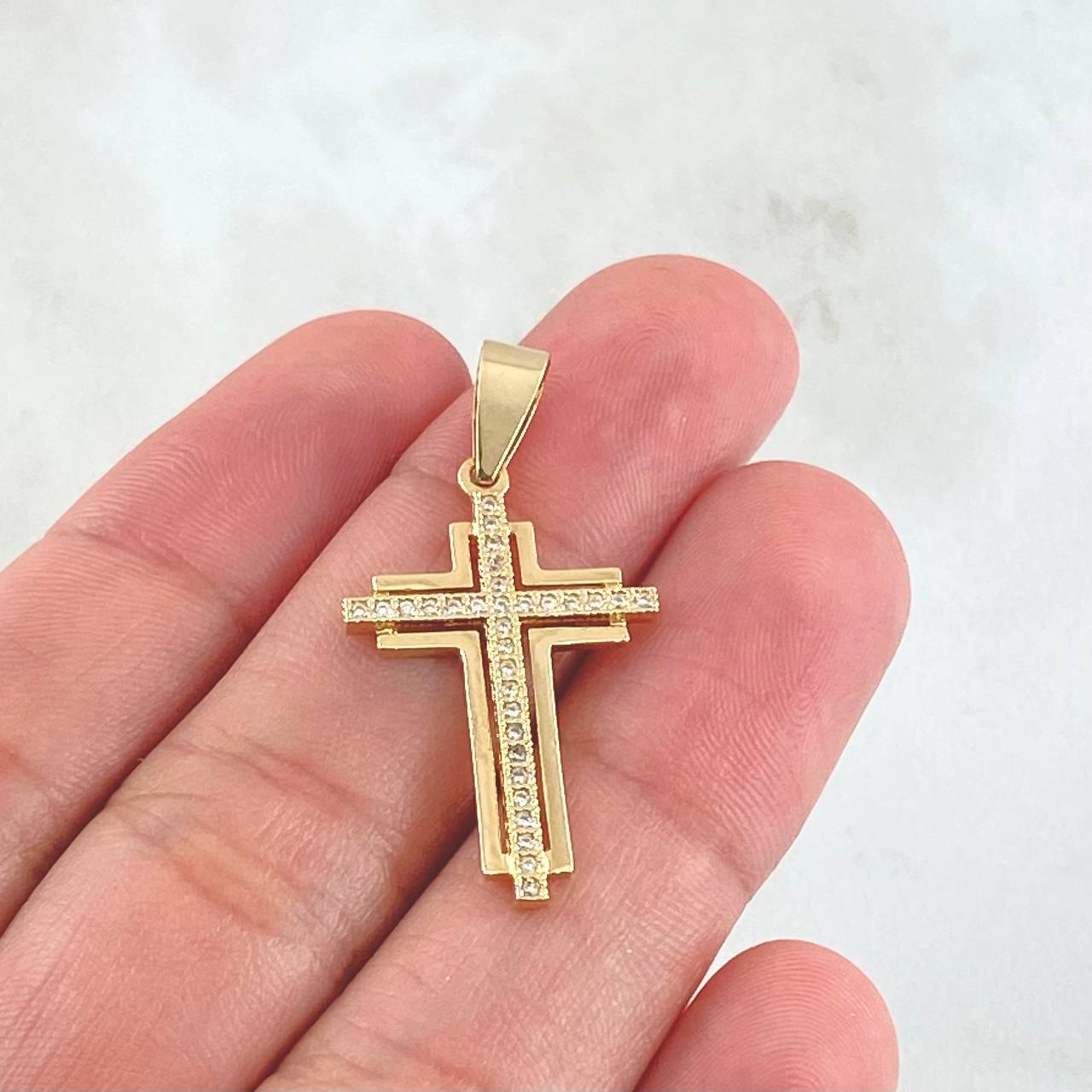 Latin Overlapping Cross Pendant 2.1gr / 3.5cm / 1.4in / 18K Gold