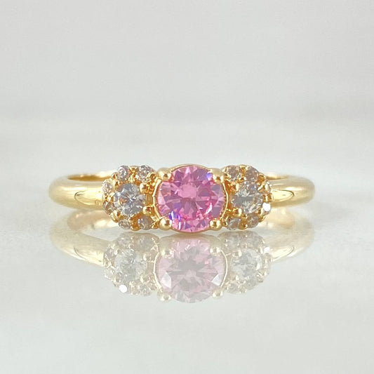 Anillo Solitario Copos Laterales 1.55gr / T4 1/2 / Oro 18K
