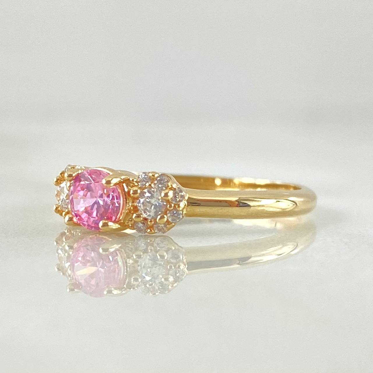 Anillo Solitario Copos Laterales 1.55gr / T4 1/2 / Oro 18K