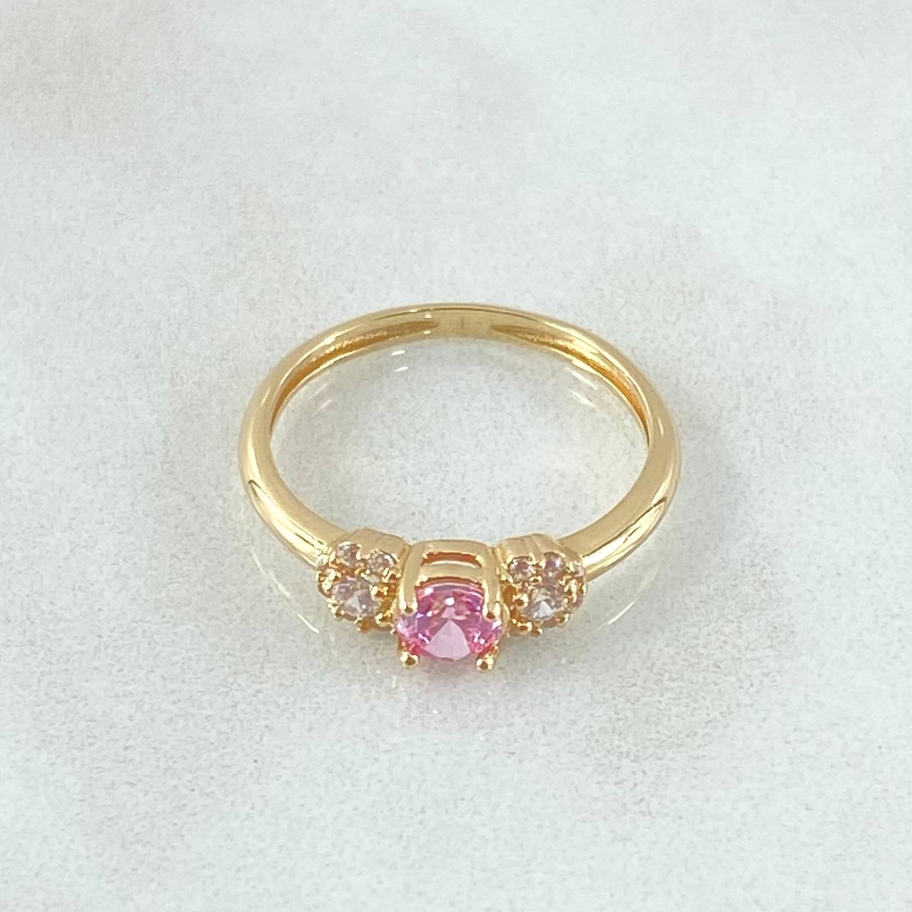 Anillo Solitario Copos Laterales 1.55gr / T4 1/2 / Oro 18K
