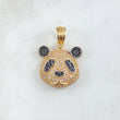 Pendant Face Panda Bear 4.75gr / 2.5cm / White Black Zircons Yellow Gold 18K ©