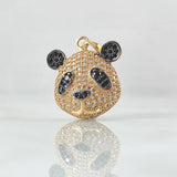 Pendant Face Panda Bear 4.75gr / 2.5cm / White Black Zircons Yellow Gold 18K ©