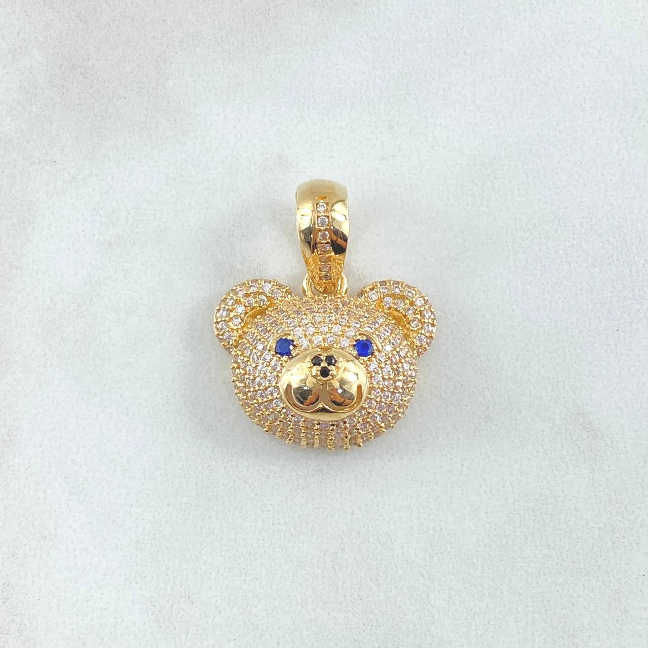 Pendant Rotro Bear 6gr / 2.5cm / White Blue Zircons Yellow Gold 18K ©