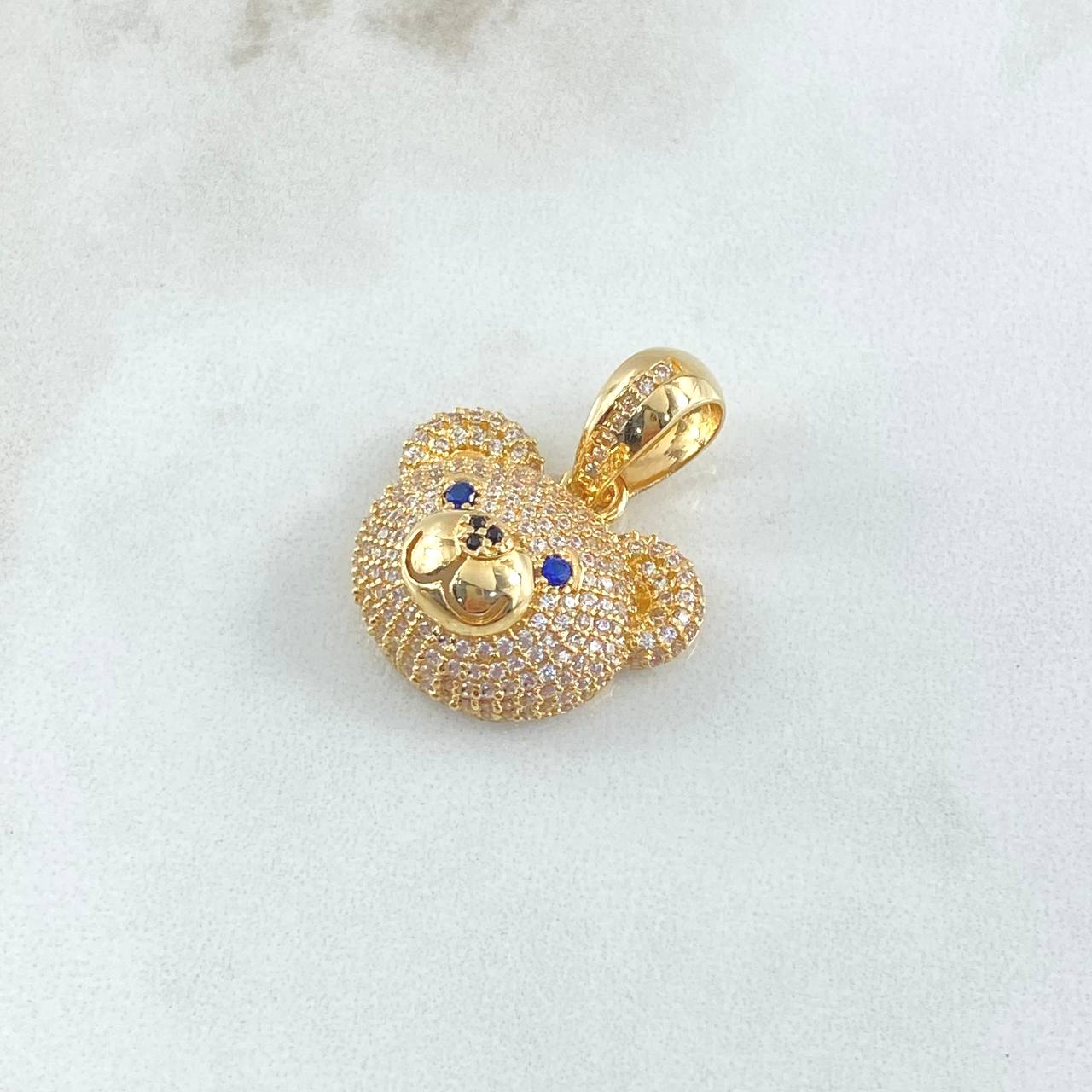 Pendant Rotro Bear 6gr / 2.5cm / White Blue Zircons Yellow Gold 18K ©