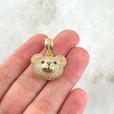 Pendant Rotro Bear 6gr / 2.5cm / White Blue Zircons Yellow Gold 18K ©