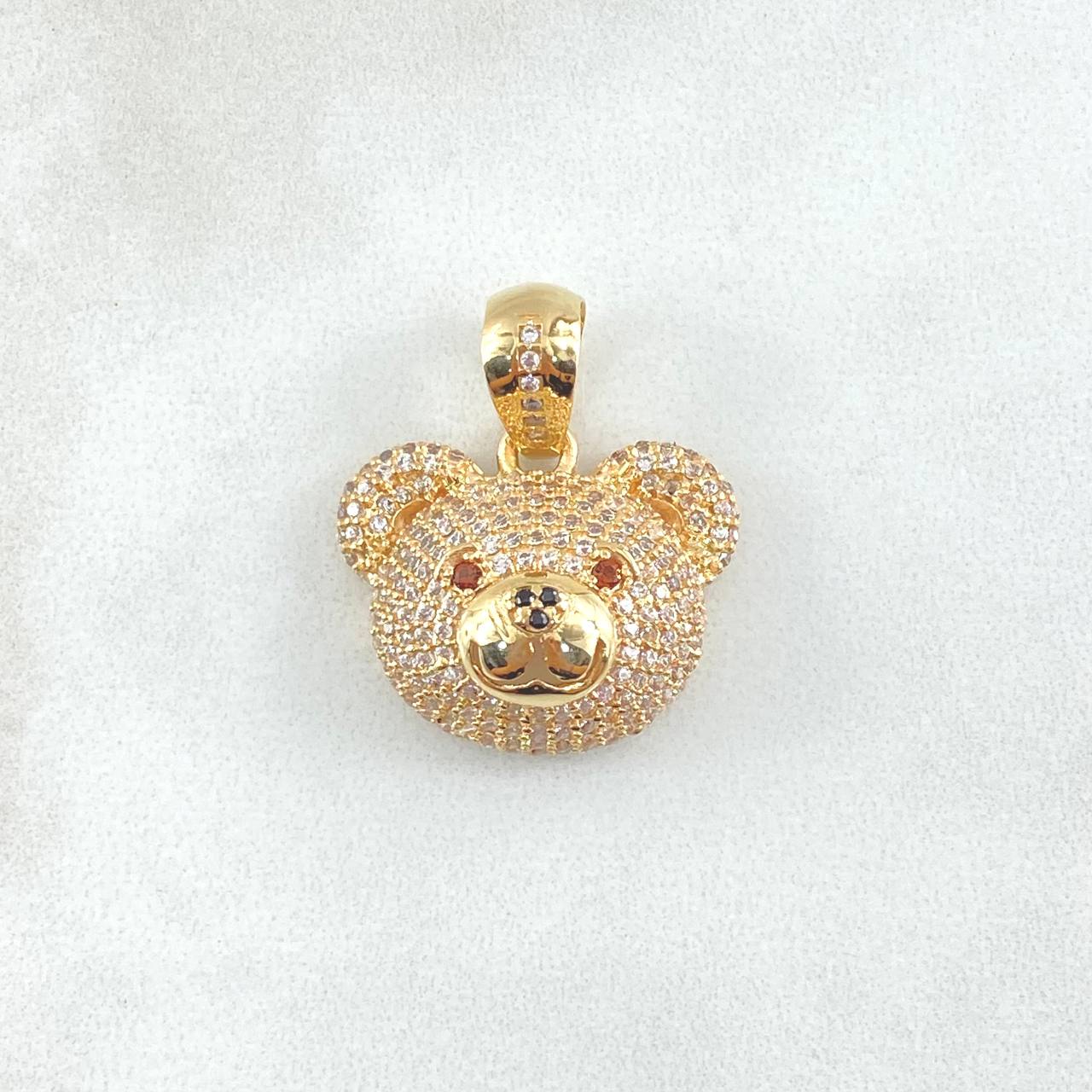 Pendant Rotro Bear 5.9gr / 2.5cm / White Zircons Brown Yellow Gold 18K ©
