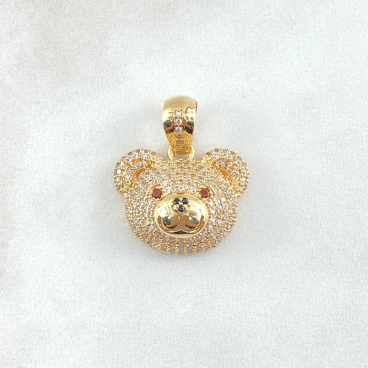 Pendant Rotro Bear 5.9gr / 2.5cm / White Zircons Brown Yellow Gold 18K ©