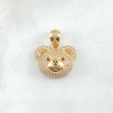 Pendant Rotro Bear 5.9gr / 2.5cm / White Zircons Brown Yellow Gold 18K ©