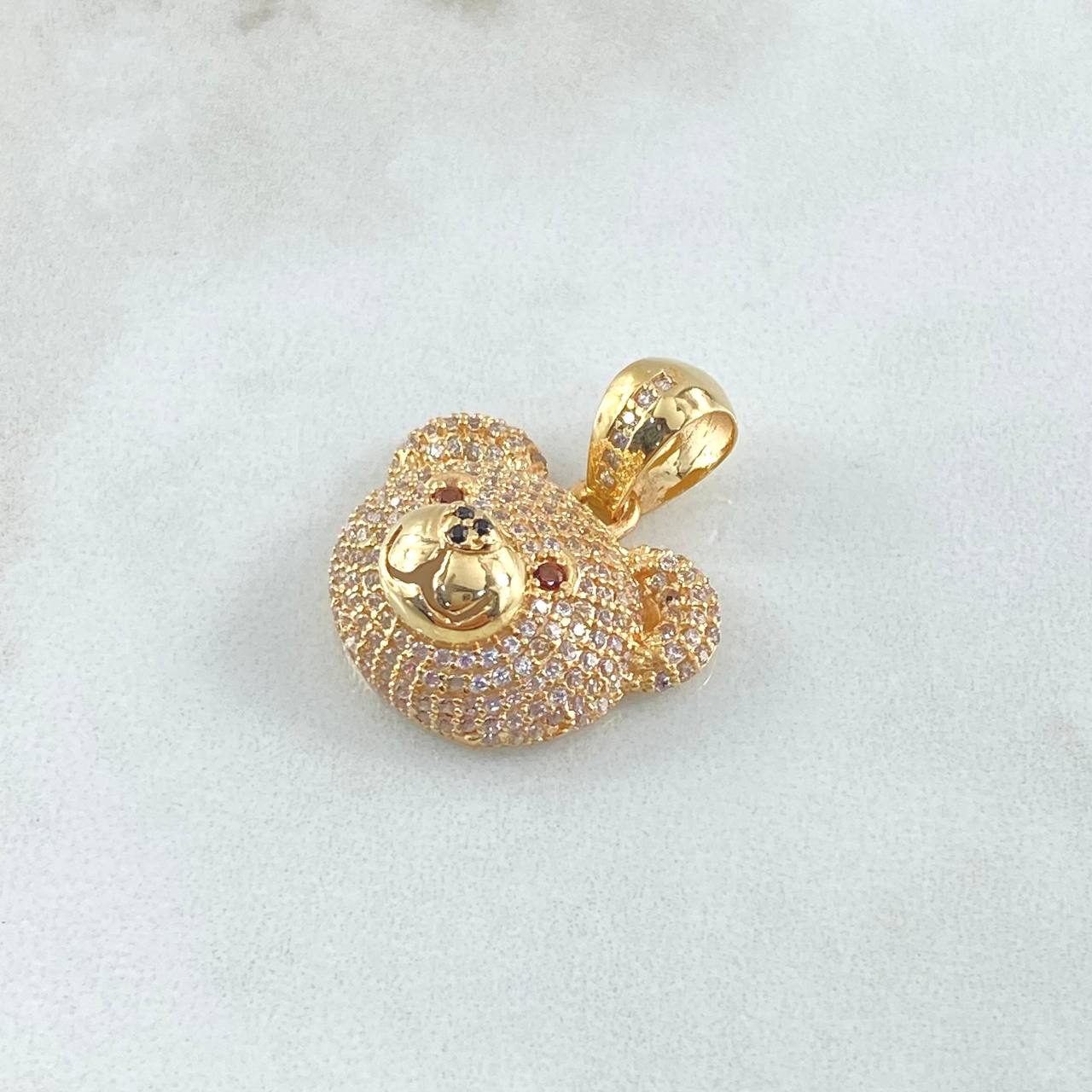 Pendant Rotro Bear 5.9gr / 2.5cm / White Zircons Brown Yellow Gold 18K ©