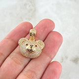 Pendant Rotro Bear 5.9gr / 2.5cm / White Zircons Brown Yellow Gold 18K ©