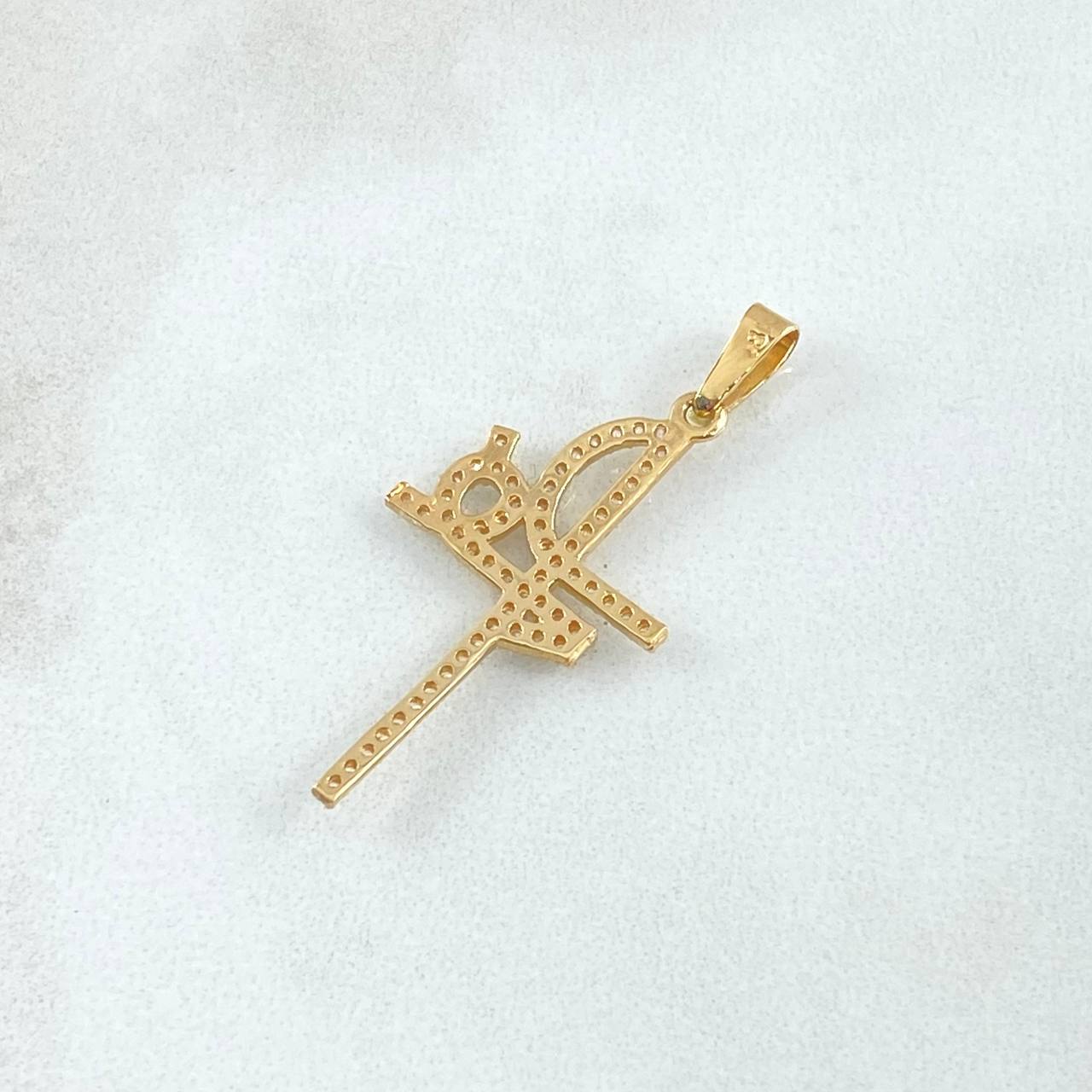 Pendant Thick Faith 1.4gr / 3.5cm / White Zircons Yellow Gold 18K ©
