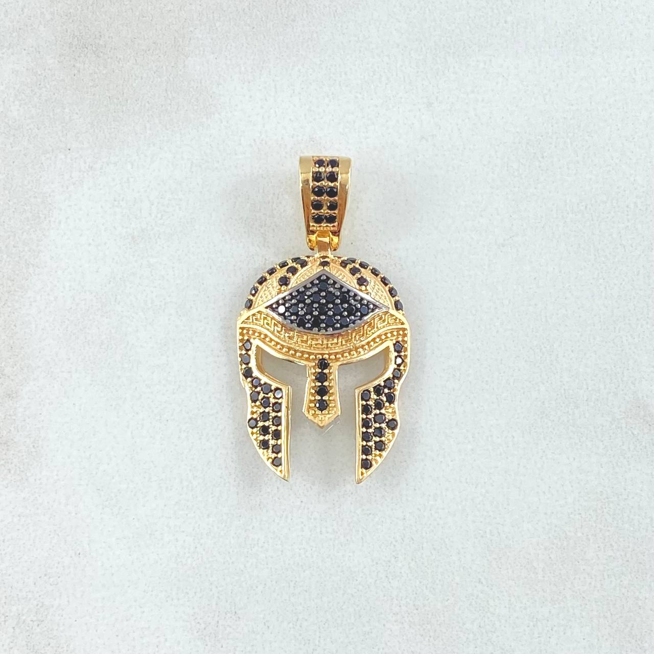 Pendant Gladiator Helmet 3.45gr / 3cm / Black Zircons Yellow Gold 18K ©
