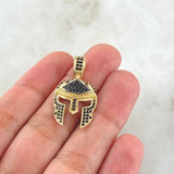 Pendant Gladiator Helmet 3.45gr / 3cm / Black Zircons Yellow Gold 18K ©