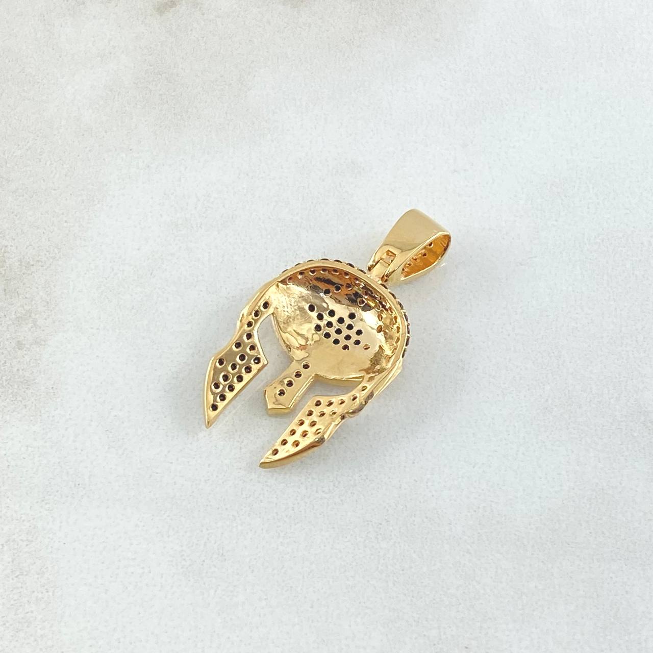 Pendant Gladiator Helmet 3.45gr / 3cm / Black Zircons Yellow Gold 18K ©