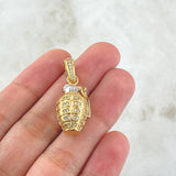 Dije Granada 6.8gr / 3.2cm / Circones Blancos Dos Oros Amarillo Blanco 18K ©