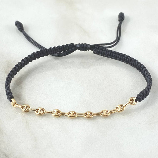 Pulsera Tejida Retazo GC Diamantada Oro Amarillo 18K