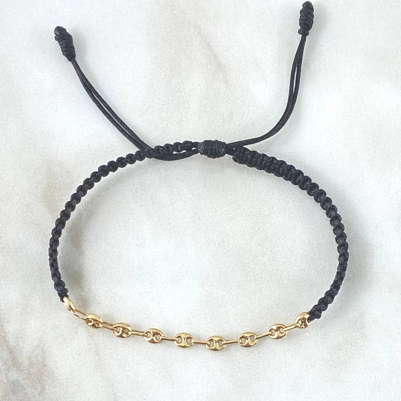 Pulsera Tejida Retazo GC Diamantada Oro Amarillo 18K