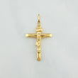 Pendant Cross Christ Flat Tips 1.3 g / 1 1/2 in Yellow Gold 18K