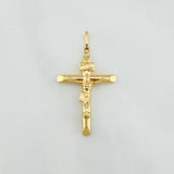 Pendant Cross Christ Flat Tips 1.3 g / 1 1/2 in Yellow Gold 18K