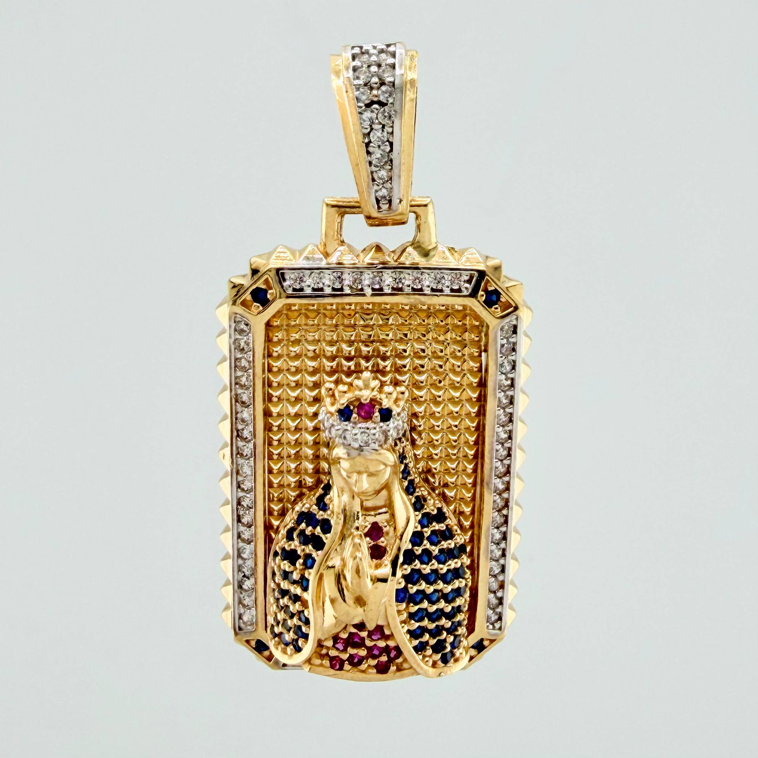 Pendant Virgin Mary 12.35 g / 1 3/4 in Two Golds Yellow White 18K