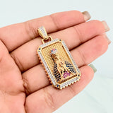 Pendant Virgin Mary 12.35 g / 1 3/4 in Two Golds Yellow White 18K