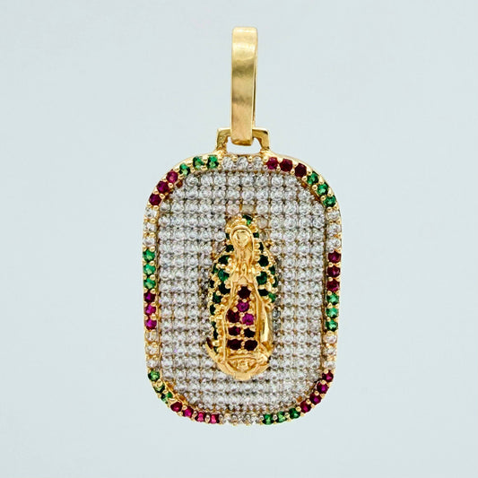 Dije Virgen De Guadalupe 5.45 g / 1 1/2 in Dos Oros Amarillo Blanco 18K