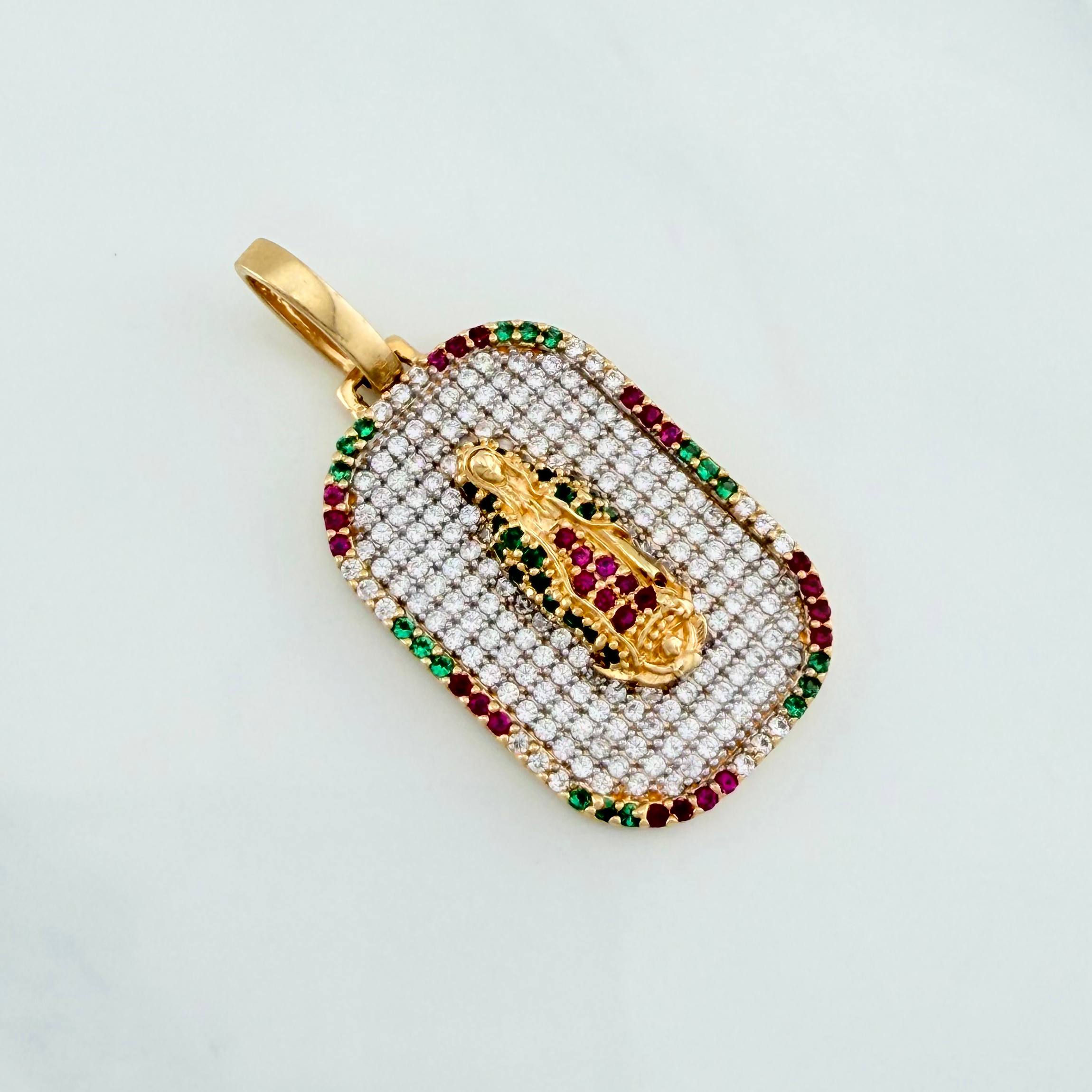 Dije Virgen De Guadalupe 5.45 g / 1 1/2 in Dos Oros Amarillo Blanco 18K
