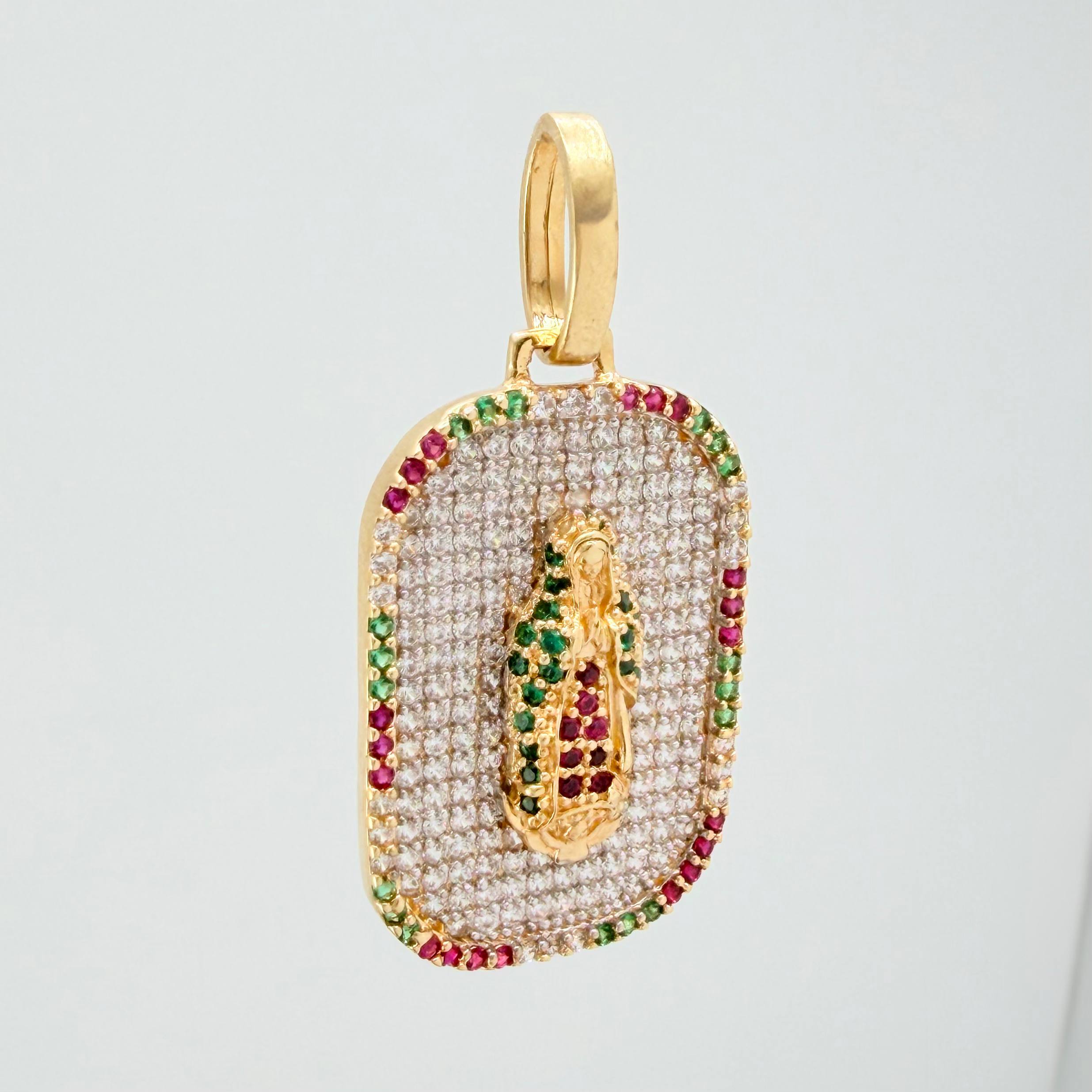 Dije Virgen De Guadalupe 5.45 g / 1 1/2 in Dos Oros Amarillo Blanco 18K