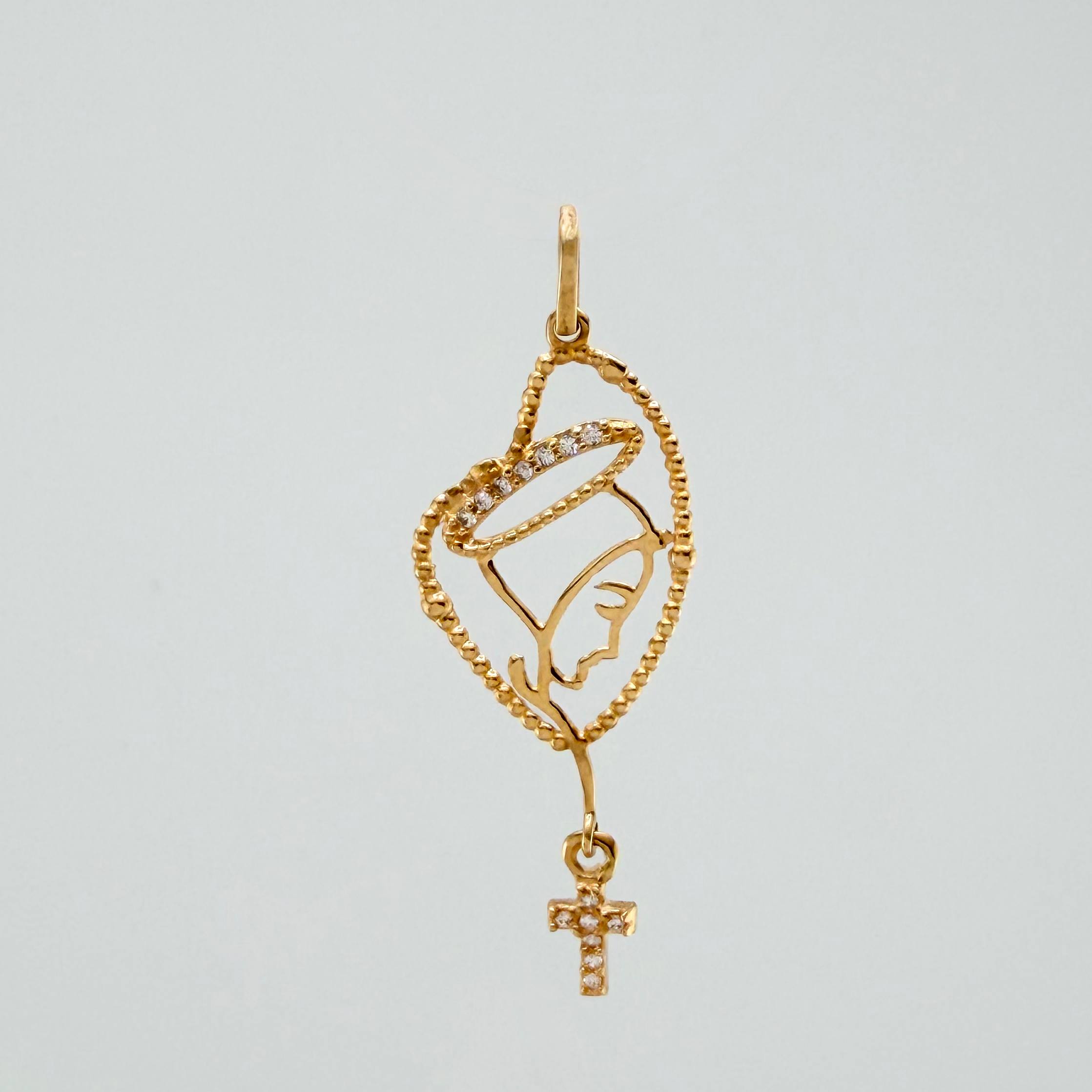 Pendant Virgin Mary Silhouette 1.1 g / 1 1/2 in Yellow Gold 18K