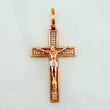 Pendant Cross Christ 6.5 g / 2 in Two Golds White Rose 18K