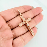 Pendant Cross Christ 6.5 g / 2 in Two Golds White Rose 18K