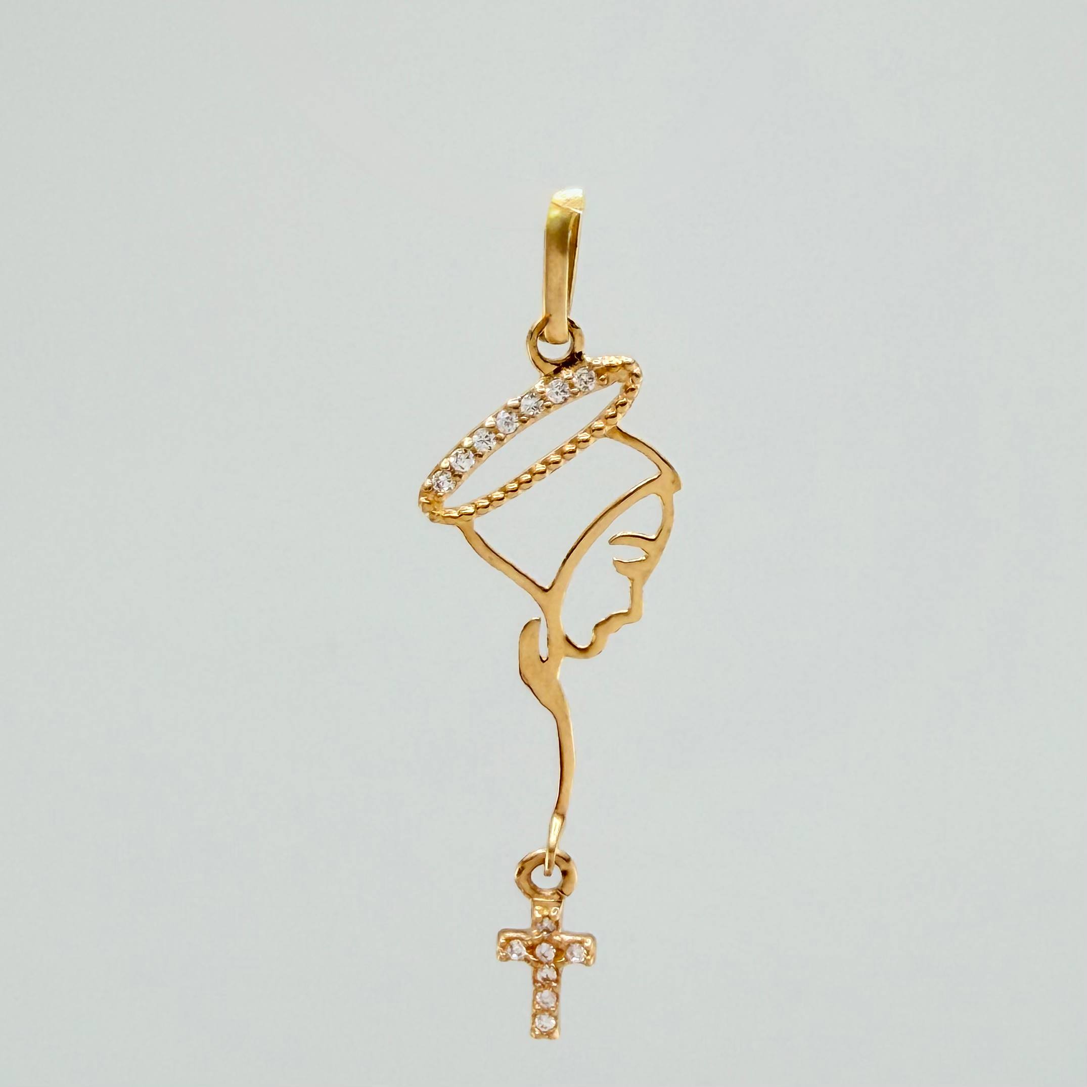 Pendant Virgin Mary Silhouette 0.65 g / 1 1/2 in Yellow Gold 18K