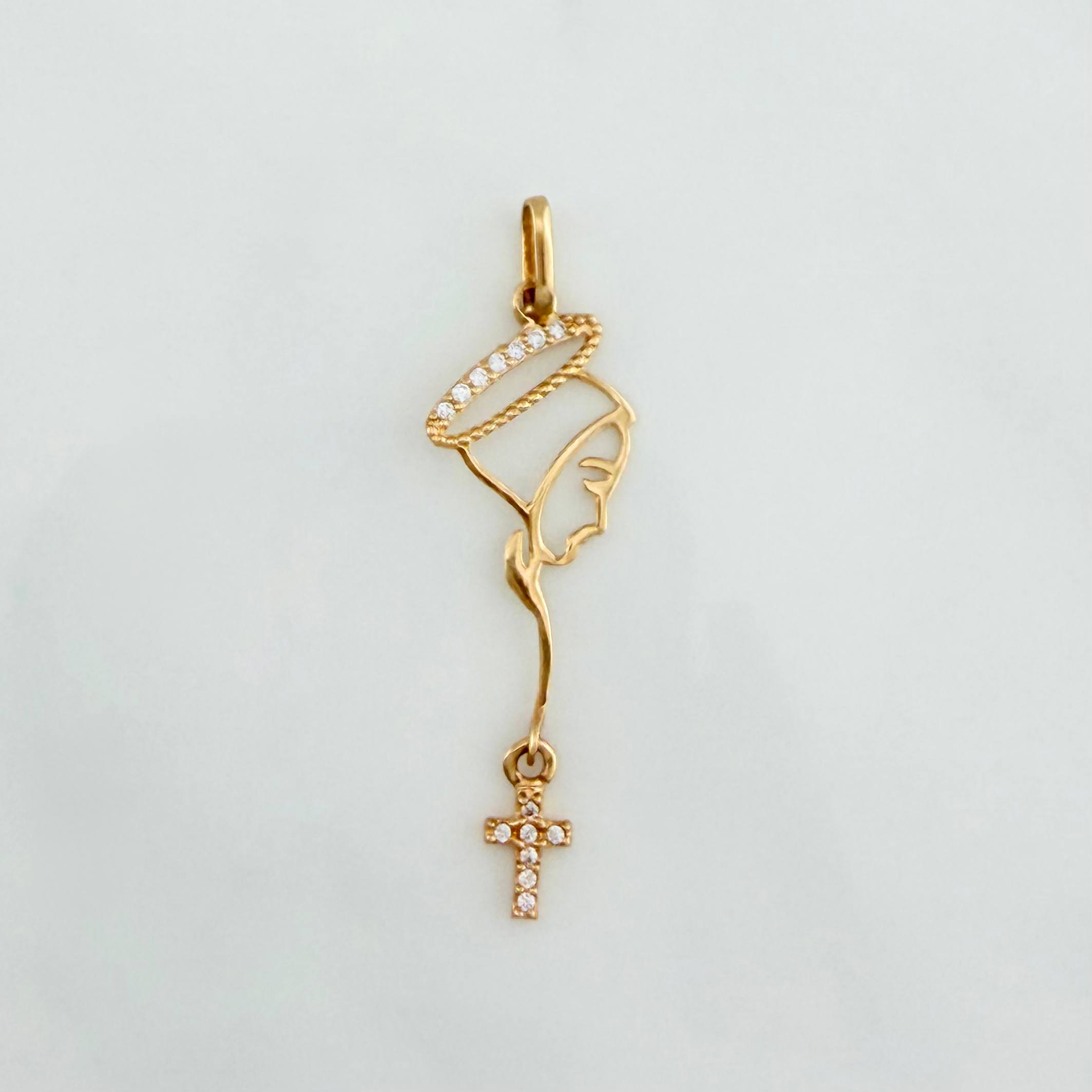 Pendant Virgin Mary Silhouette 0.65 g / 1 1/2 in Yellow Gold 18K