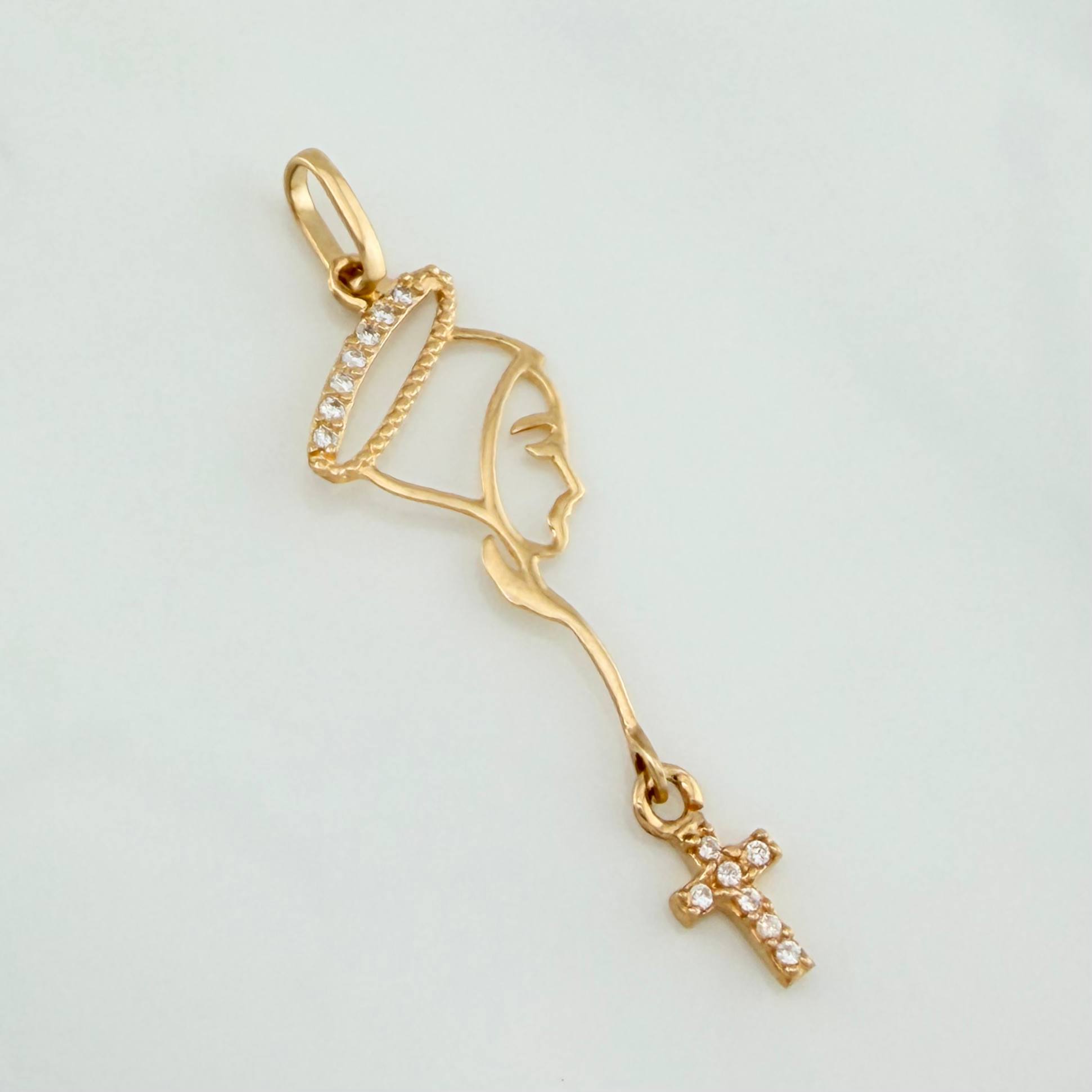 Pendant Virgin Mary Silhouette 0.65 g / 1 1/2 in Yellow Gold 18K