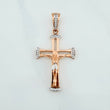 Pendant Cross Christ 3.4 g / 1 3/4 in Two Golds White Rose 18K
