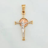 Pendant Cross Christ 3 g / 1 1/2 in Three Golds 18K