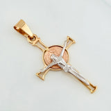 Pendant Cross Christ 3 g / 1 1/2 in Three Golds 18K