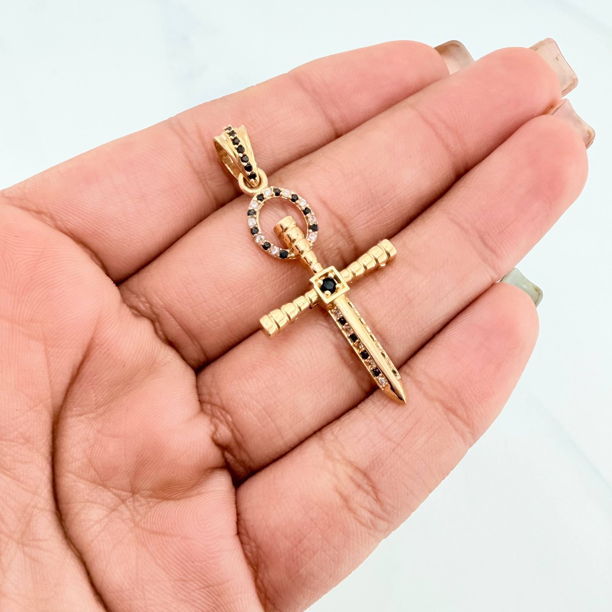 Pendant Cross Sword 3.7 g / 1 1/2 in Yellow Gold 18K