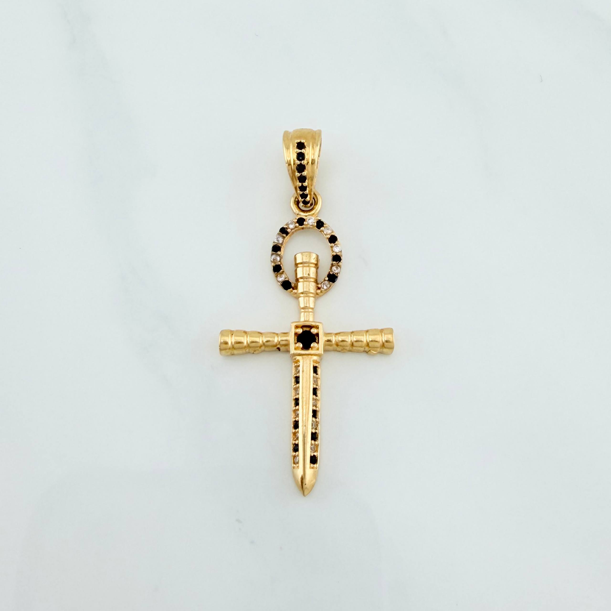 Pendant Cross Sword 3.7 g / 1 1/2 in Yellow Gold 18K