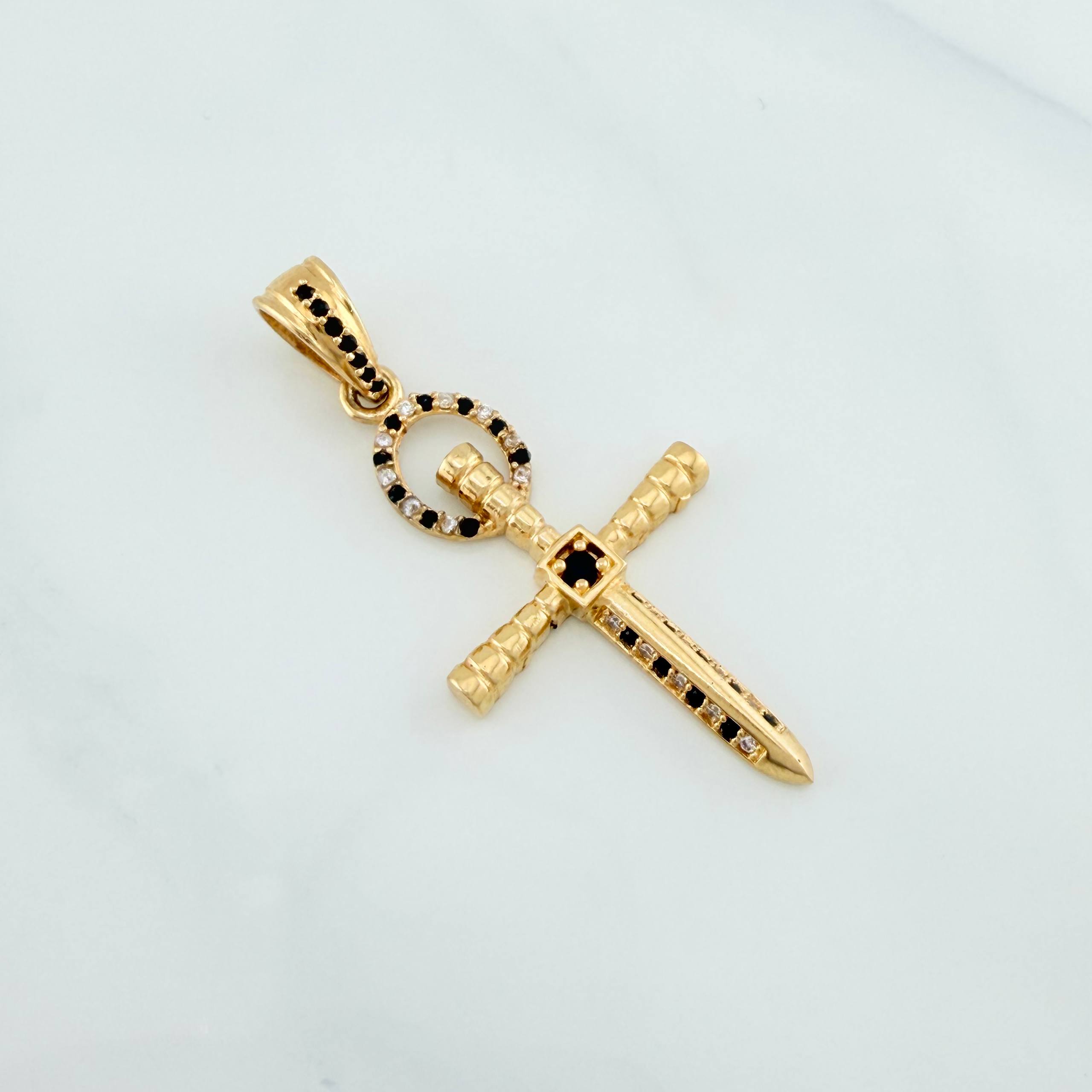 Pendant Cross Sword 3.7 g / 1 1/2 in Yellow Gold 18K