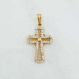 Dije Cruz 1.85 g / 1 1/4 in Dos Oros Amarillo Blanco 18K